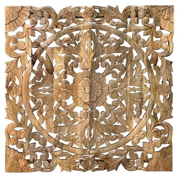 Lakšmí Obraz na stenu Retro 100 × 100 × 3 cm ručne vyrezávaný z masívu mango