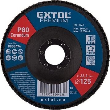 EXTOL PREMIUM kotúč lamelový šikmý korundový, priemer 125 mm, P80, 8803474