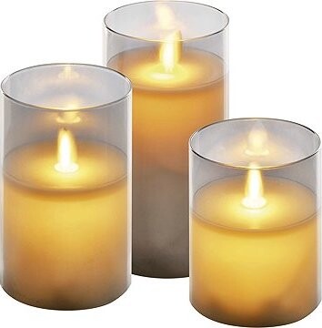 EMOS LED dekorácia – 3× vosková sviečka v skle, 6× AA, teplá biela, časovač