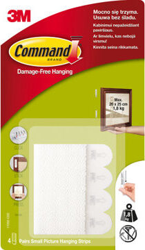 3M Command™ Stripy na zavesenie obrazu malé, 4 sady