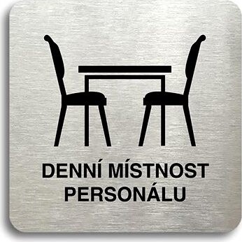 Accept Piktogram " denná miestnosť personálu" (80 × 80 mm) (strieborná tabuľka - čierna tl