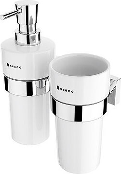 Nimco Dávkovač mydla a držiak na kefky Keira chróm keramika – pumpička mosadz KE-2205831KN-T-26