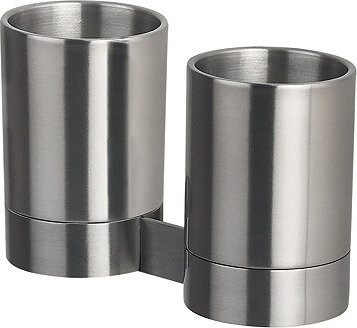 Spirella 2 nástenné poháriky na kefky NYO, kefovaná nehrdzavejúca oceľ