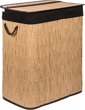 G21 Kôš na bielizeň 105 l s rozdeľovačom, ratanový dizajn s hnedým košom
