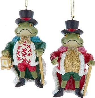 Kurt Adler Vánoční ozdoba žába s holí