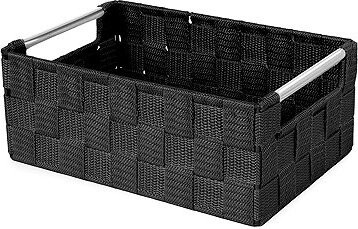 Compactor Úložný košík s kovovými držadlami Stan, tkané pásky, čierny S