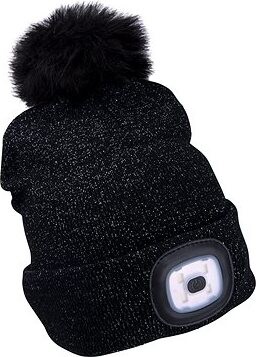 EXTOL LIGHT čiapka s čelovkou, čierna s trblietkou a brmbolcom, 43196