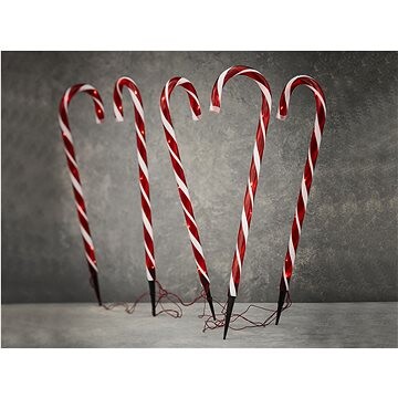 LAAL Súprava 5 ks dekorácií: LED svetelná cukrová palica 60 cm