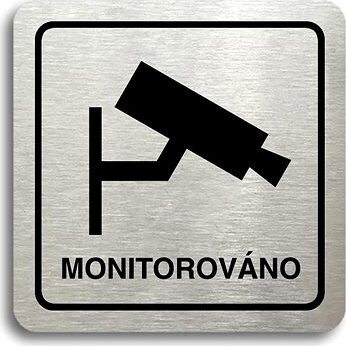 Accept Piktogram " monitorované" (80 × 80 mm) (strieborná tabuľka - čierna tlač)