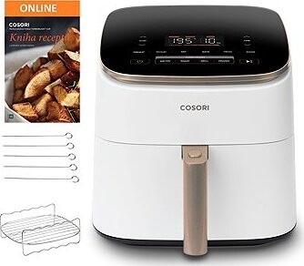 Cosori TurboBlaze Pro 6,2 l + špízy 5 ks a grilovací rošt, biela