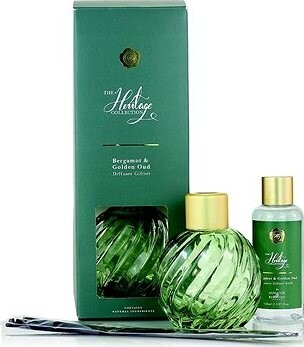 Ashleigh & Burwood Darčeková súprava sklenený GREEN s náplňou BERGAMOT & GOLDEN OUD 150 ml