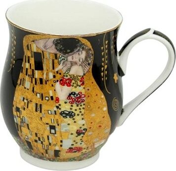 Home Elements Porcelánový hrnček 350 ml, Klimt Bozk čierny