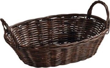 Kesper Pletený kôš na chlieb oválny s rukoväťou 29 × 18 cm, plastový, hnedý