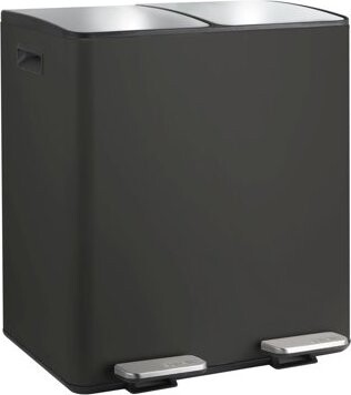 Spirella pedálový odpadkový kôš na triedený odpad Aliya, matný čierny, oceľ, 2× 20 l