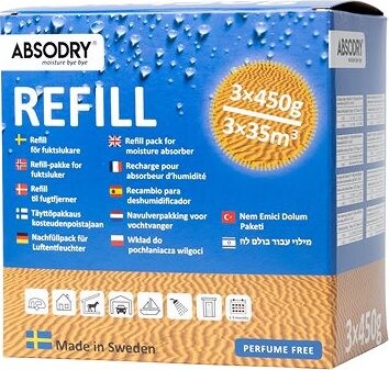 Everbrand Sweden Absodry Maxi, náhradné vrecká do pohlcovača vlhkosti, 3× 450 g