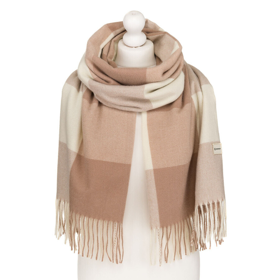 Veľký svetlohnedý dámsky šál so strapcami – Rovicky