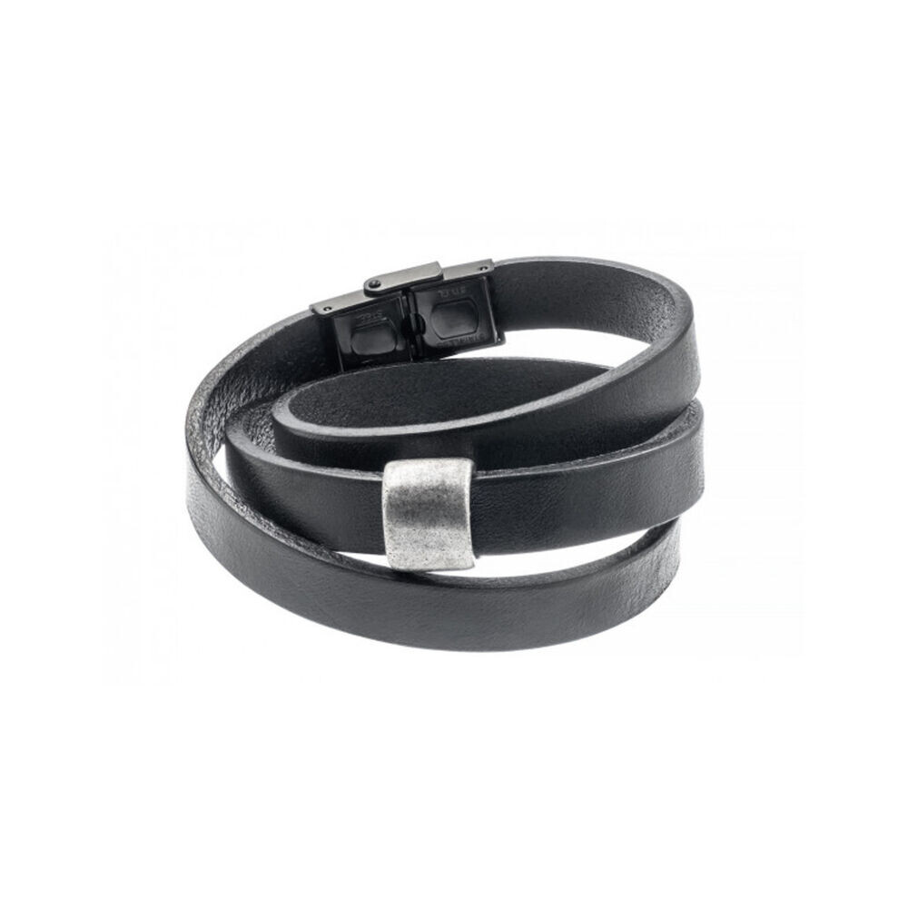 Trojitý kožený náramok s matným kovovým prvkom 18400