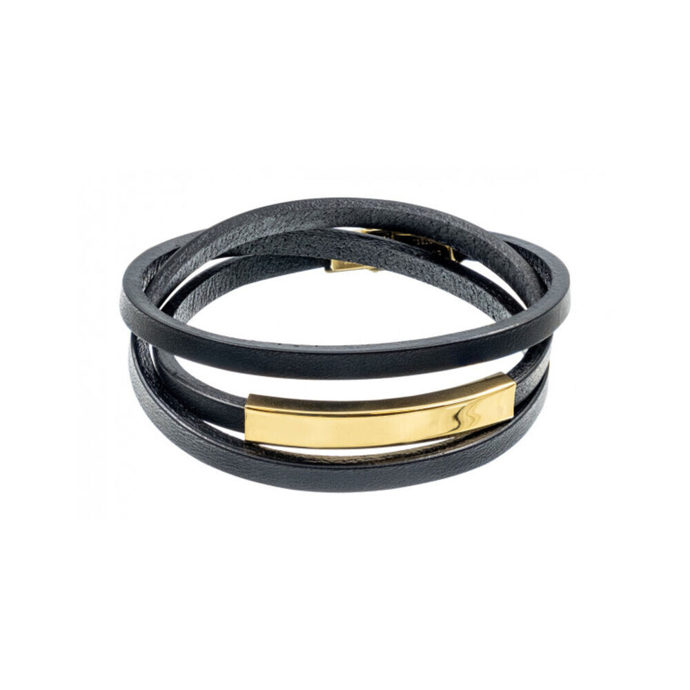 Náramok z kože s pozláteným prvkom 18613