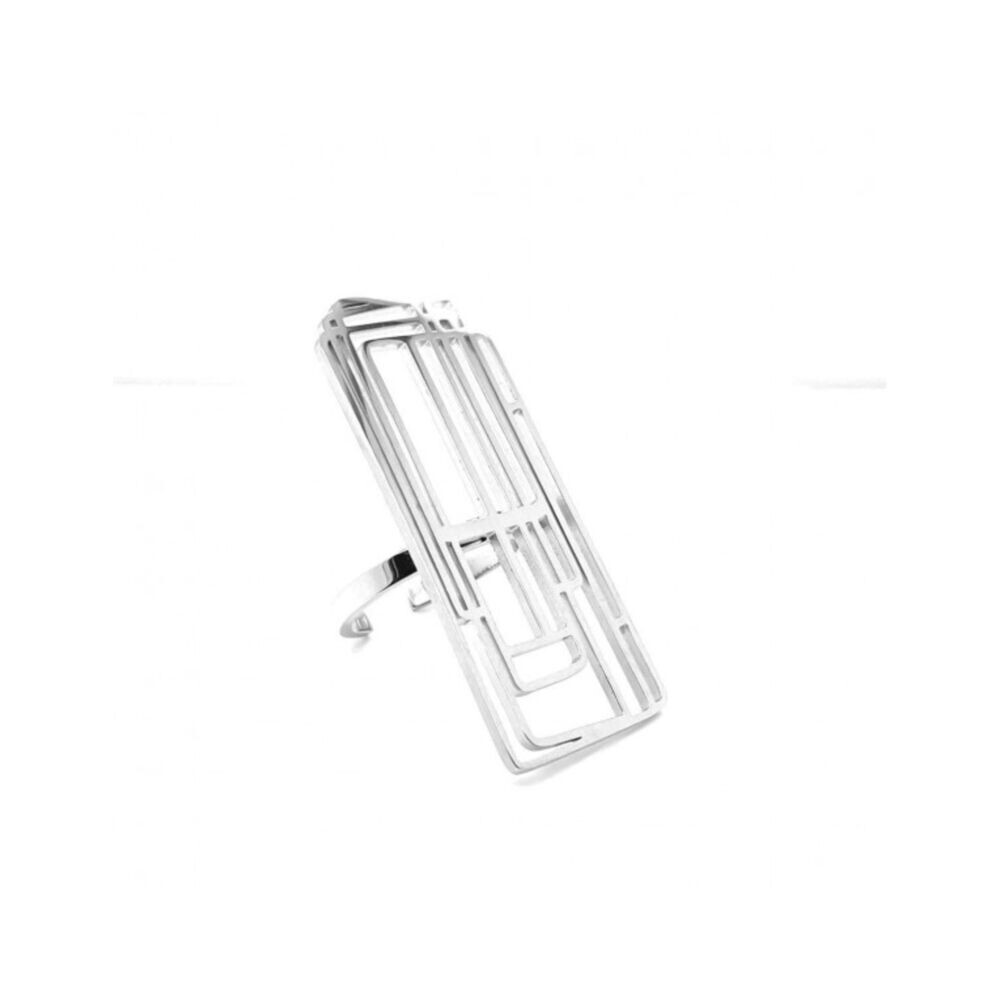 Prsteň z chirurgickej ocele s obdĺžnikovým motívom 18678