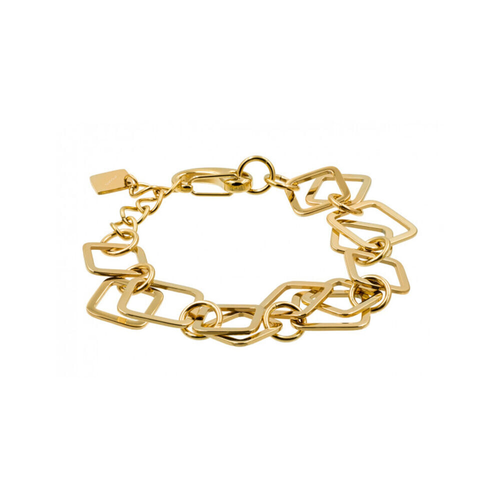 Pozlátený 3D náramok so štvorcami z chirurgickej ocele 18756