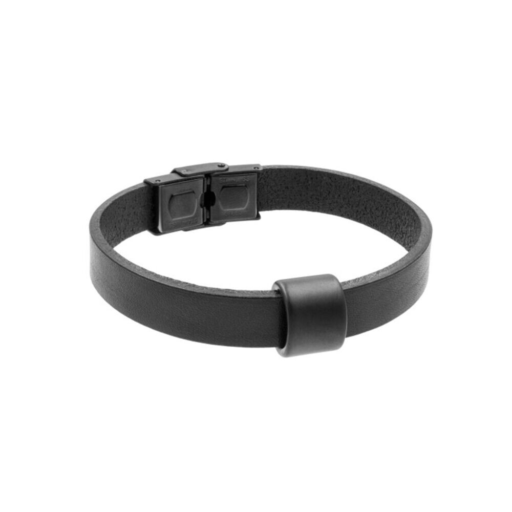 Kožený náhrdelník dámsky s čiernym matným kovovým prvkom 18808