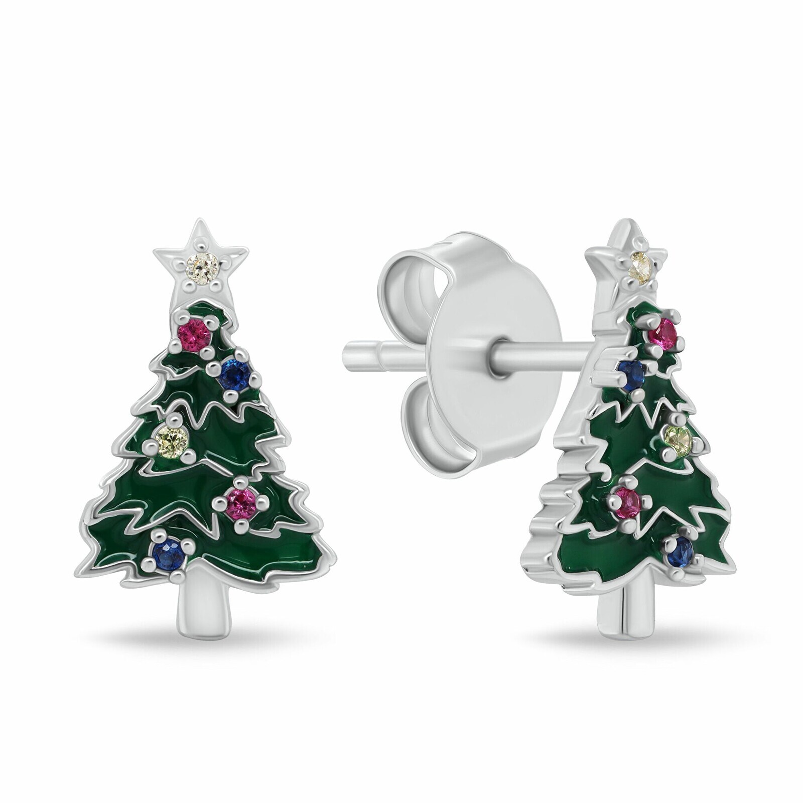 Brilio Silver Očarujúce strieborné náušnice Vianočný stromček EA1245W