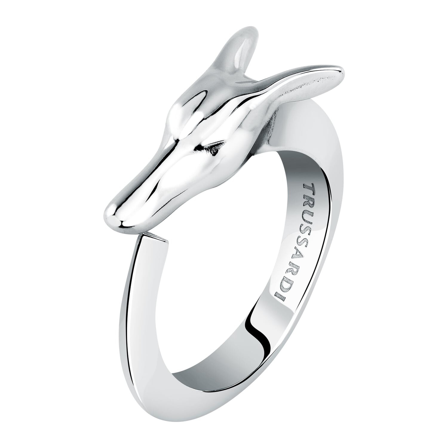 Trussardi Výrazný otvorený oceľový prsteň T-Heritage TJAXB06 56 mm