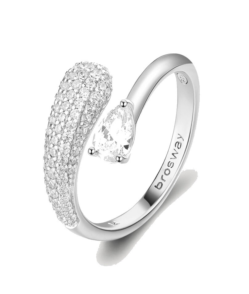 Brosway Strieborný otvorený prsteň Infinite White Fancy FIW129 54 mm