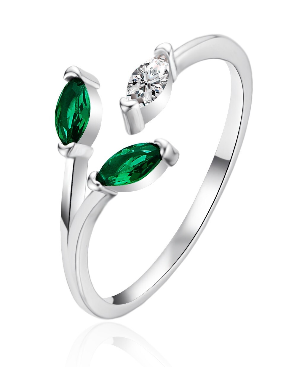 Agato Strieborný otvorený prsteň so zirkónmi AGT-R40WGR 57 mm