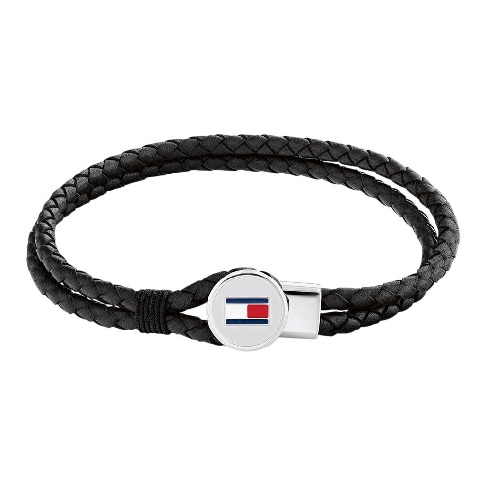 Tommy Hilfiger Moderný kožený náramok v čiernej farbe 2790654 19 cm
