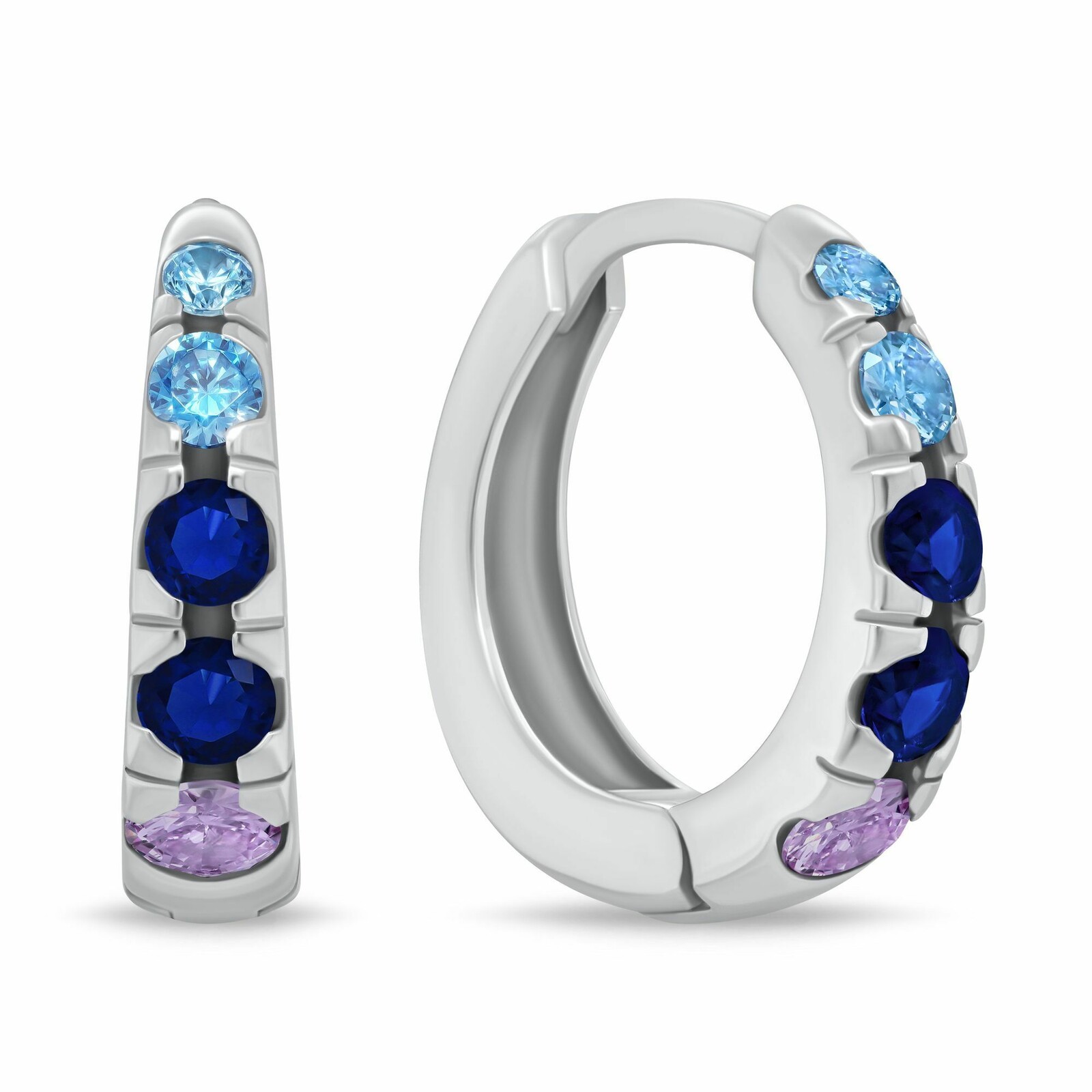 Brilio Silver Oslnivé strieborné kruhy s farebnými zirkónmi EA1222WB