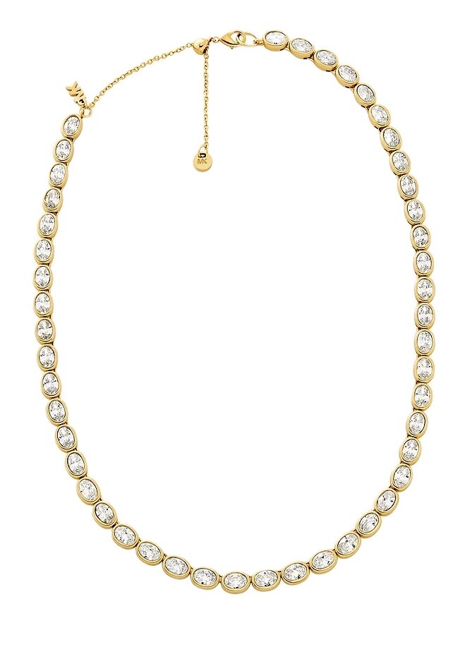 Michael Kors Luxusný pozlátený náhrdelník s kubickými zirkónmi Bezel MKJ8469710