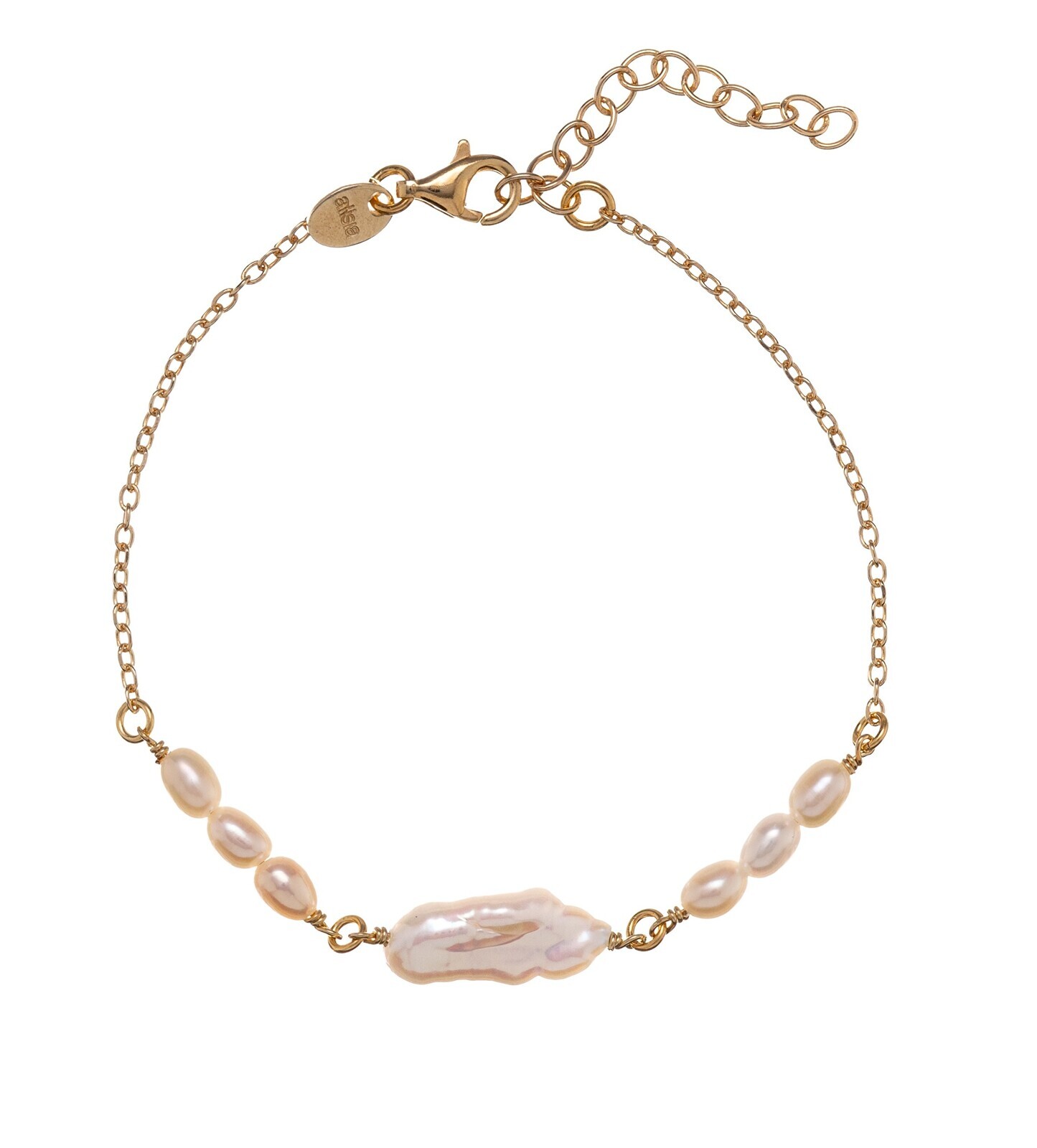 Alisia Pôvabný pozlátený náramok s pravými perlami AL5111.01.000