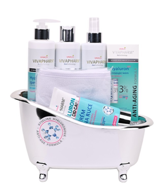 Vivaco Darčekové balenie s kyselinou hyalurónovou v dekoratívnej vaničke