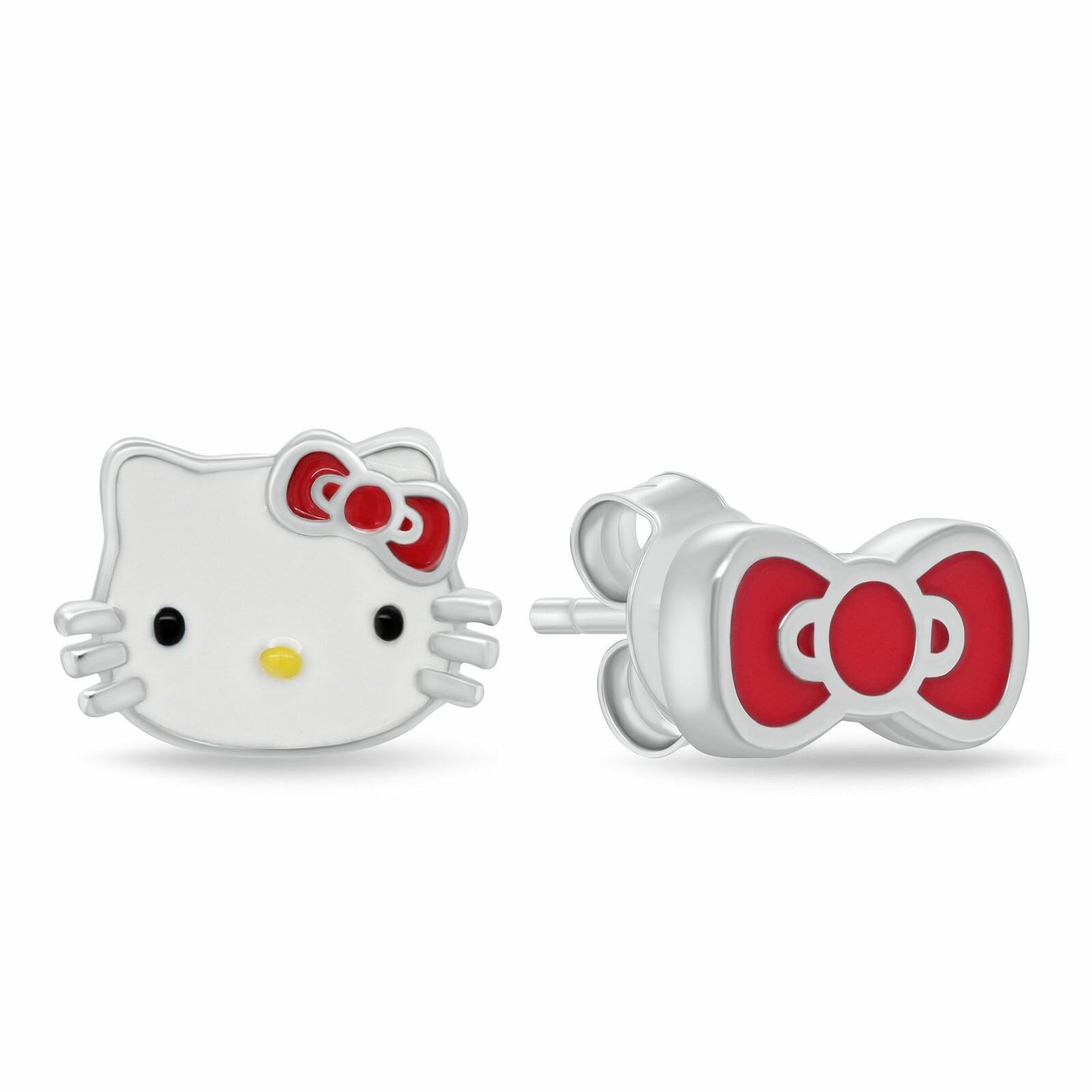 Brilio Silver Asymetrické strieborné náušnice Hello Kitty EA1211W