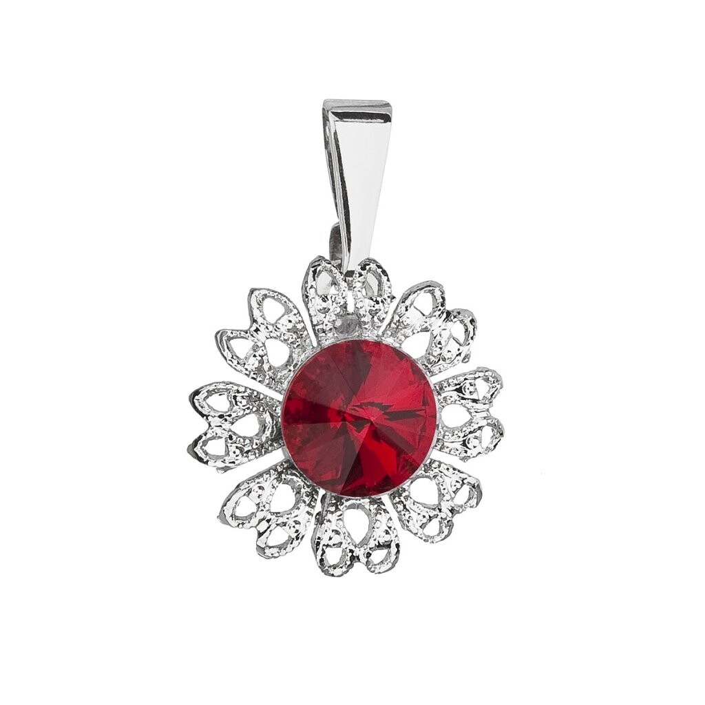 Evolution Group Trblietavý prívesok s červeným kryštálom Swarovski Kvetina 54032.3 siam