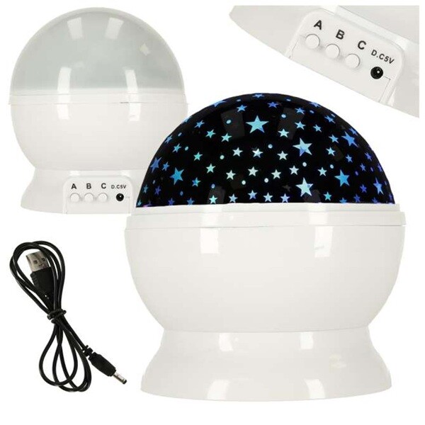 Projektor nočnej oblohy 2 v 1 biely
