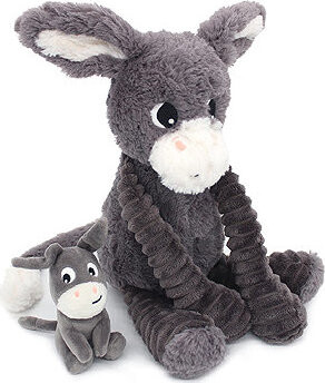 Les Déglingos Plyšový somárik, mama s bábätkom, sivý