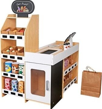 Derrson XXL dřevěný supermarket interaktivní, set příslušenství