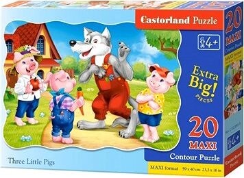 CASTORLAND Puzzle Tri malé prasiatka MAXI 20 dielikov