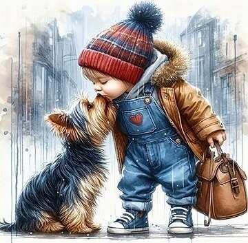 Norimpex Chlapec so psíkom 30 × 40 cm