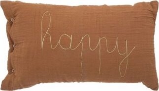TEXTILOMANIE Detský dekoračný vankúšik happy 50 × 30 cm, hnedý