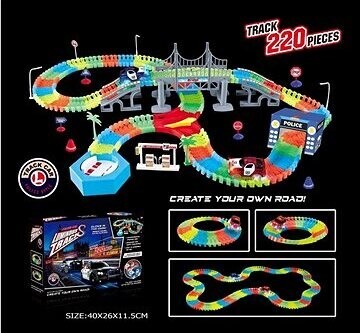 Alltoys Dráha svietiaca v tme 220 dielov + autíčko s LED