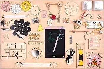 KIK KX4630_1 Dřevěná manipulační senzorická tabule, 75 × 50 cm