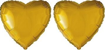 FLEXMETAL Balón fóliový – srdce, zlaté, valentín/svadba, 45 cm, 2 ks