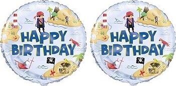 FLEXMETAL Balón fóliový – pirát, happy birthday/narodeniny, 45 cm, 2 ks