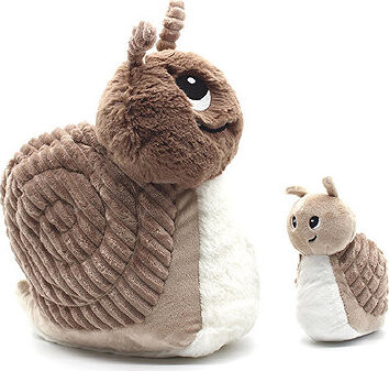 Les Déglingos Plyšový slimák, mama s bábätkom, hnedý