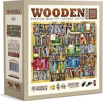 WOODEN CITY Drevené puzzle Polica s knihami 1010 dielikov