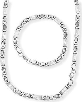 Ewena Pánsky náhrdelník s náramkom z chirurgickej ocele, grécky kľúč KA281