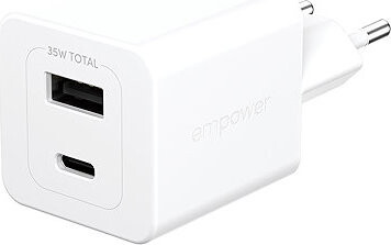 PanzerGlass Empower nabíjačka Turbo GaN 35 W 1× USB-C + 1× USB-A, biela